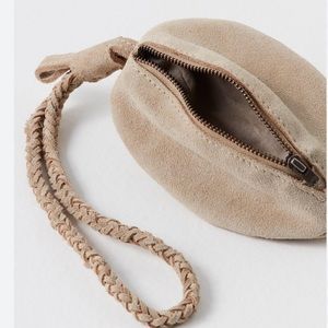 Free People Kingsley Suede wristlet in natural color